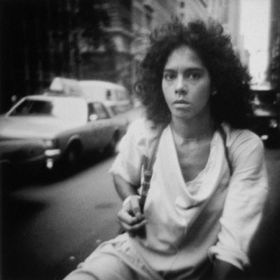  girl biker in midtown Manhattan in 1983